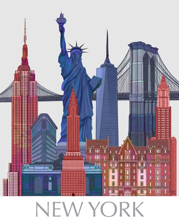 Picture of NEW YORK LANDMARKS , RED BLUE