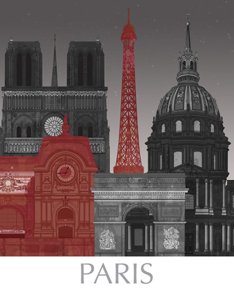 Picture of PARIS ELEVATIONS BY NIGHT RED