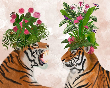 Picture of HOT HOUSE TIGERS, PAIR, PINK GREEN