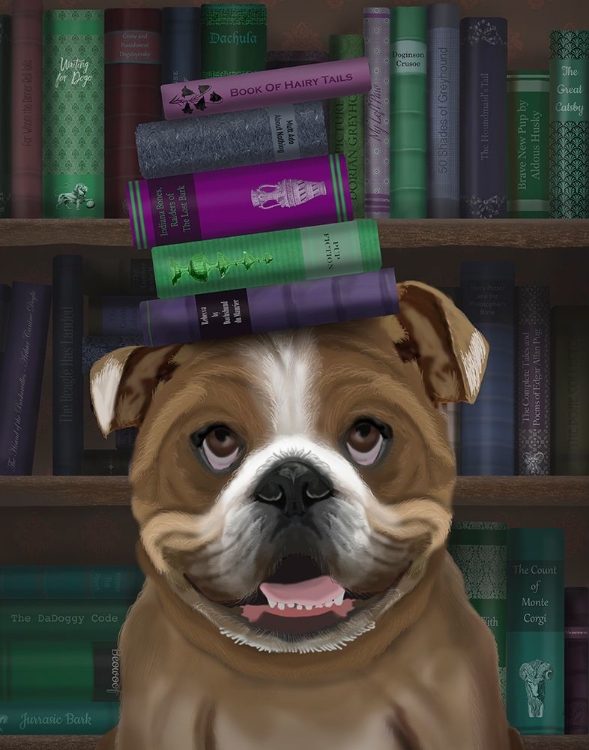 Picture of ENGLISH BULLDOG AND BOOKS