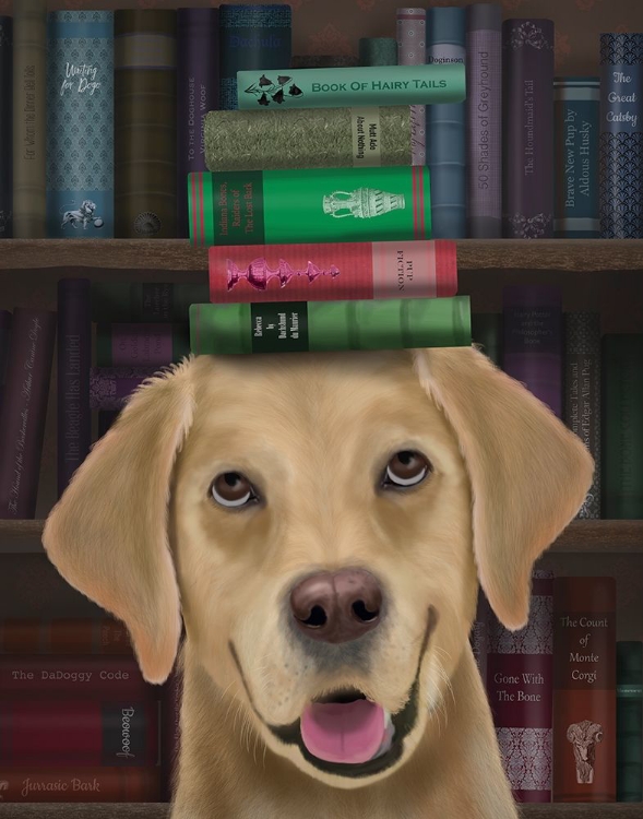 Picture of YELLOW LABRADOR AND BOOKS