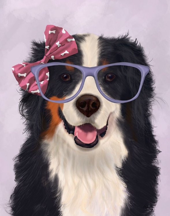 Picture of BERNESE WITH GLASSES AND BOW