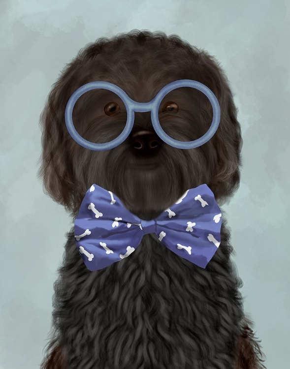 Picture of COCKERPOO, BLACK, WITH GLASSES AND BOW TIE