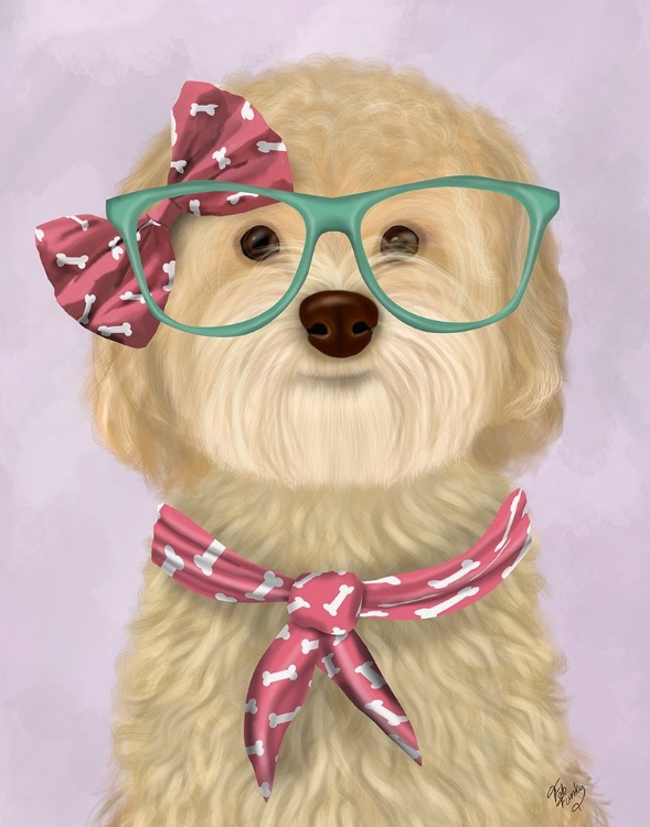 Picture of COCKERPOO, BLONDE, WITH GLASSES AND SCARF