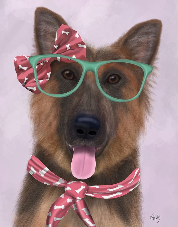 Picture of GERMAN SHEPHERD WITH GLASSES AND SCARF