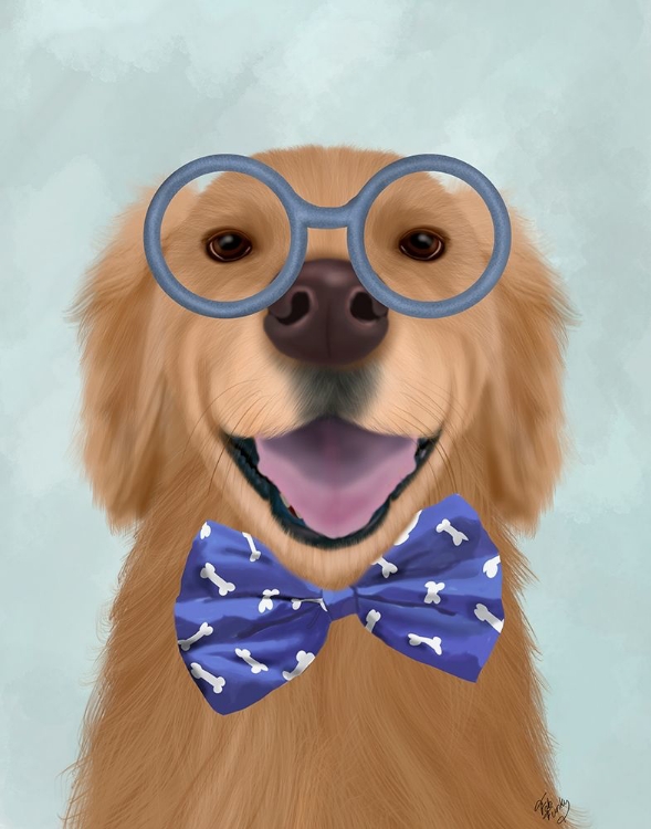 Picture of GOLDEN RETRIEVER, GLASSES AND BOW TIE