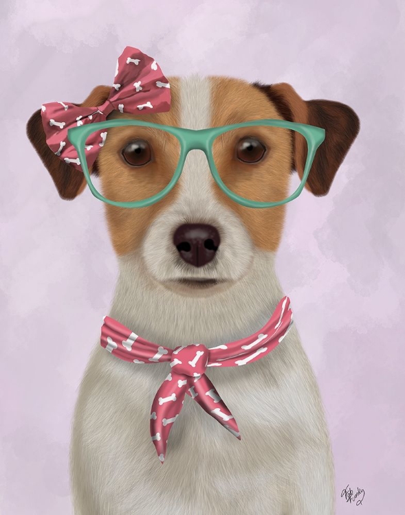 Picture of JACK RUSSELL WITH GLASSES AND SCARF