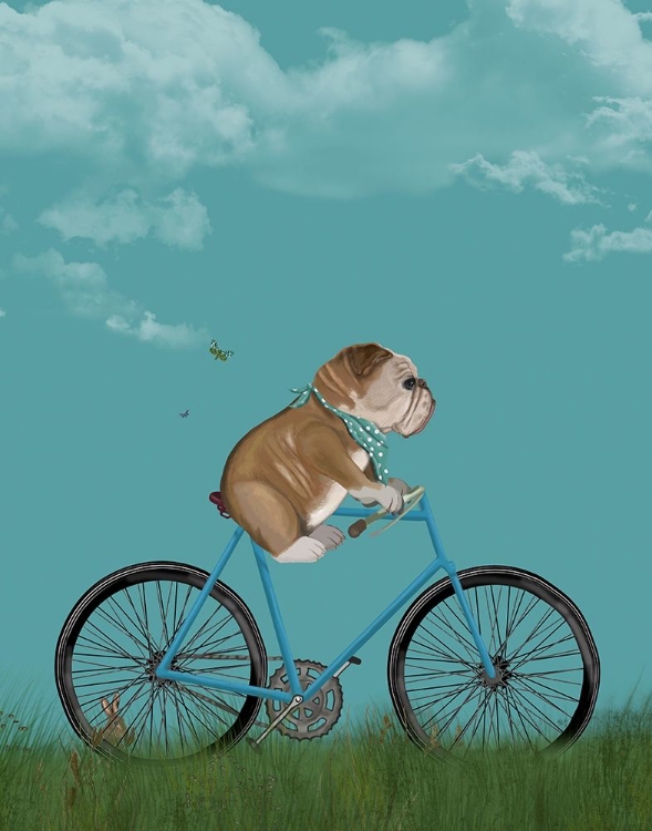 Picture of ENGLISH BULLDOG ON BICYCLE - SKY