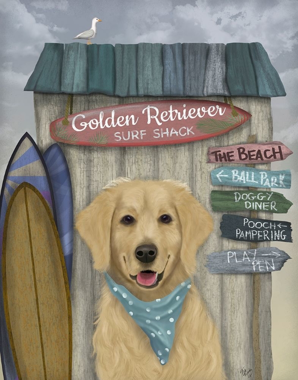 Picture of GOLDEN RETRIEVER SURF SHACK