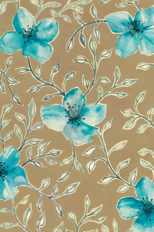 Picture of GILDED BLUE FLOWERS II