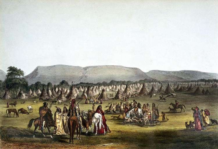 Picture of ENCAMPMENT OF PIEKANN INDIANS NEAR FORT MCKENZIE