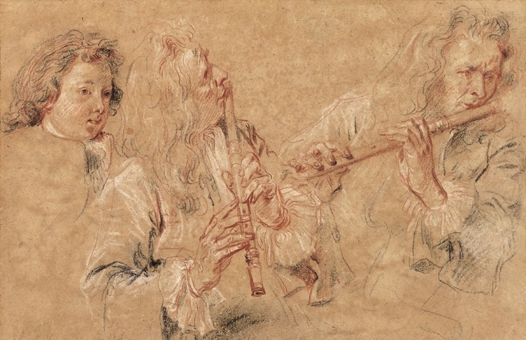 Picture of TWO STUDIES OF A FLUTIST AND A STUDY OF THE HEAD OF A BOY