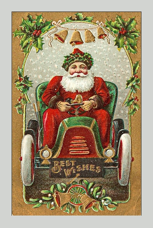 Picture of SANTA LITHO IN CAR - BEST WISHES