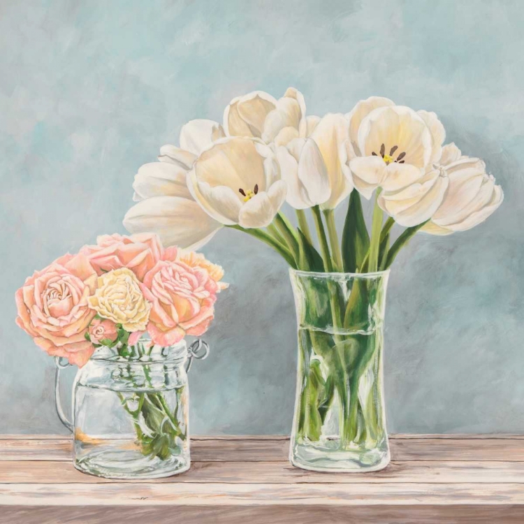 Picture of FLEURS ET VASES AQUAMARINE I