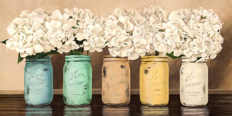 Picture of HYDRANGEAS IN MASON JARS