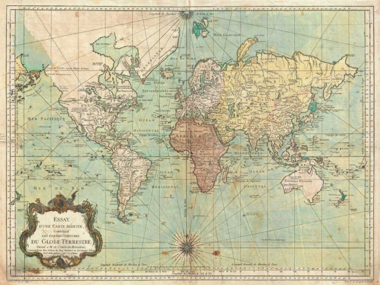 Picture of ESSAY D UNE CARTE REDUITE DU GLOBE TERRESTRE 1778