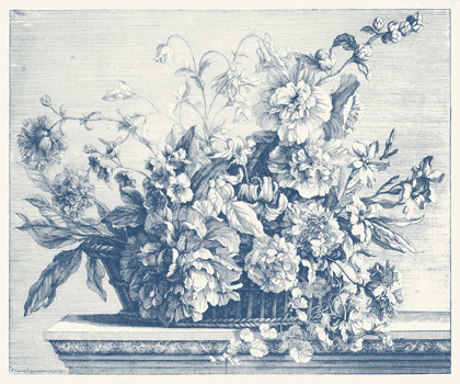 Picture of NAVY BASKET OF FLOWERS II