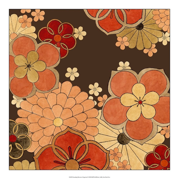 Picture of CASCADING BLOOMS IN TANGERINE I