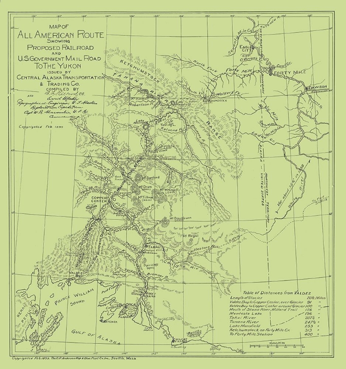 Picture of PROPOSED RAILROAD AND MAIL ROAD - MILLARD 1899