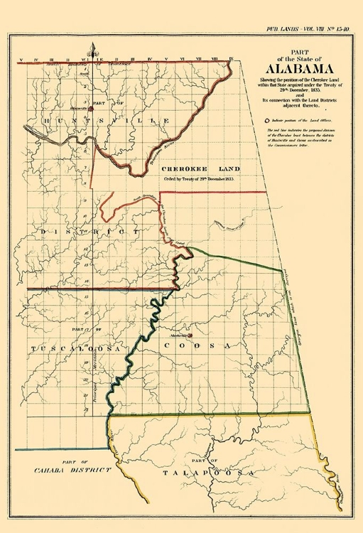 Picture of ALABAMA, POSITION OF CHEROKEE LAND - GLO 1835