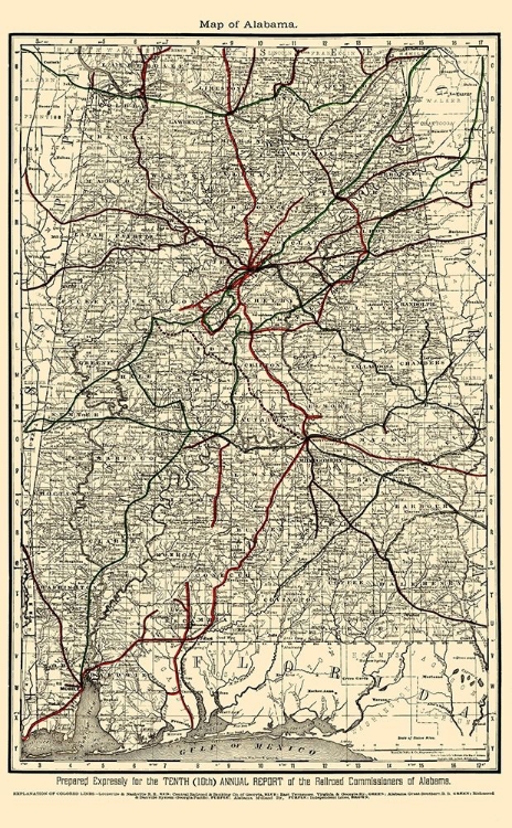 Picture of ALABAMA RAILROADS - RAND MCNALLY 1888