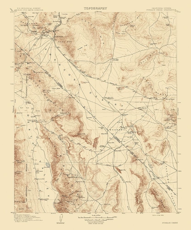 Picture of FURNACE CREEK CALIFORNIA NEVADA QUAD - USGS 1908