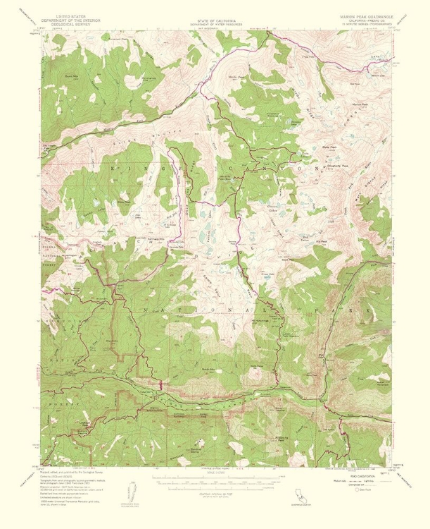 Picture of MARION PEAK CALIFORNIA QUAD - USGS 1953