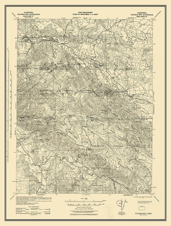 Picture of MT PALOMAR CALIFORNIA QUAD - USGS 1942