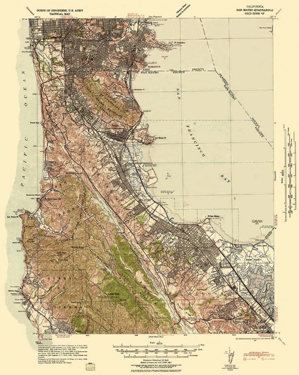 Picture of SAN MATEO CALIFORNIA TACTICAL QUAD - US ARMY 1942