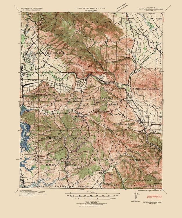 Picture of SAN JUAN BAUTISTA CALIFORNIA QUAD - USGS 1940