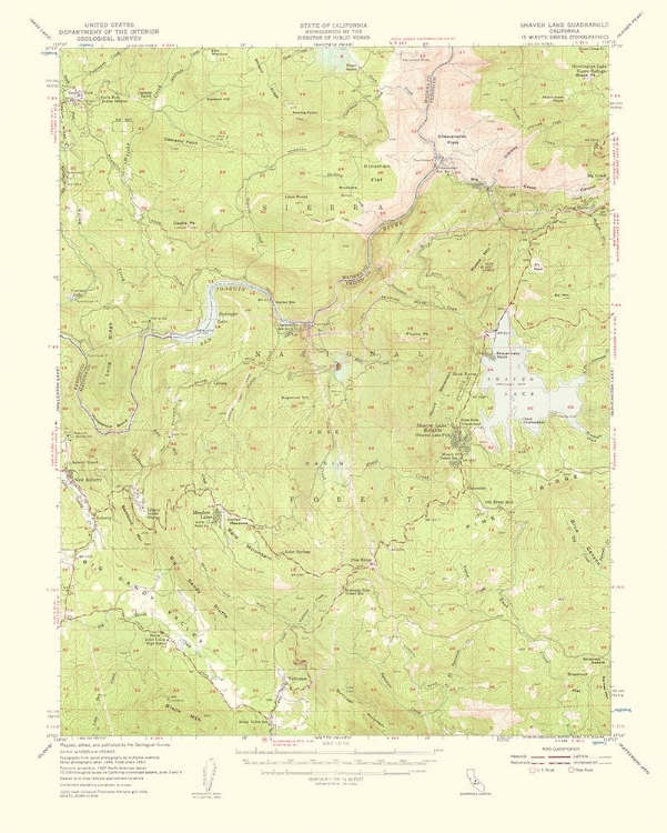 Picture of SHAVER LAKE CALIFORNIA QUAD - USGS 1959