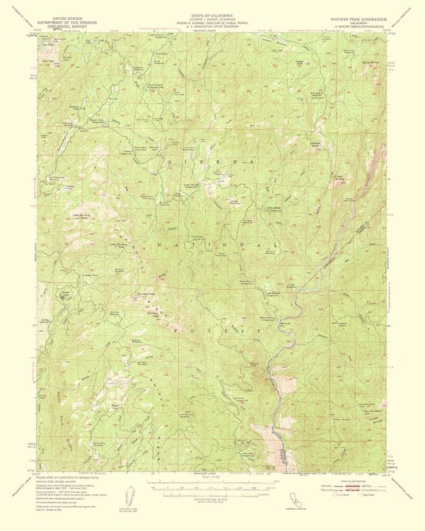 Picture of SHUTEYE PEAK CALIFORNIA QUAD - USGS 1959