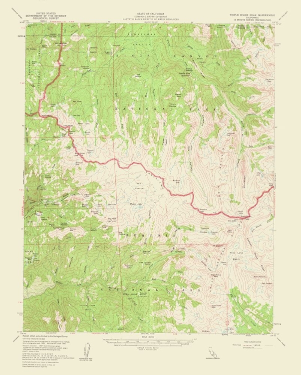 Picture of TRIPLE DIVIDE PEAK CALIFORNIA QUAD - USGS 1956