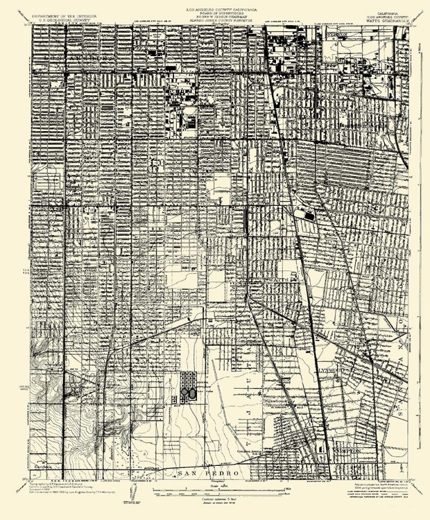 Picture of WATTS CALIFORNIA QUAD - USGS 1934