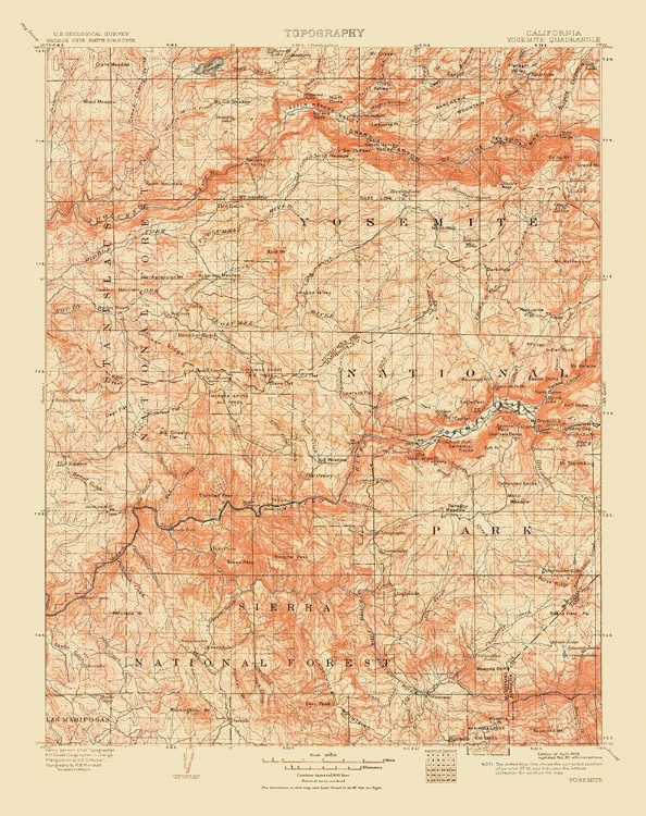 Picture of YOSEMITE CALIFORNIA QUAD - USGS 1911