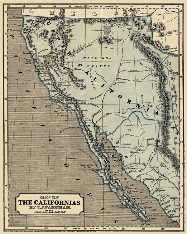 Picture of MAP OF THE CALIFORNIAS - FARNHAM 1845