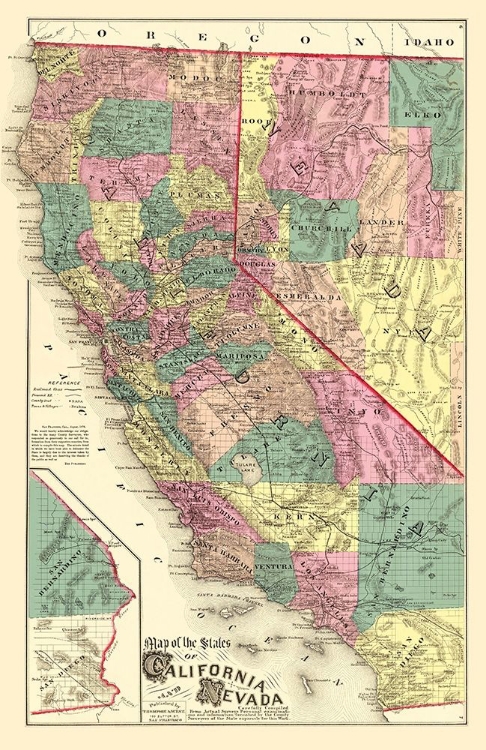 Picture of CALIFORNIA, NEVADA - THOMPSON 1877