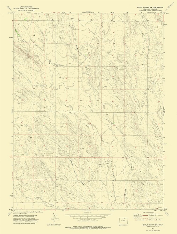 Picture of CHALK BLUFFS SW COLORADO QUAD - USGS 1972