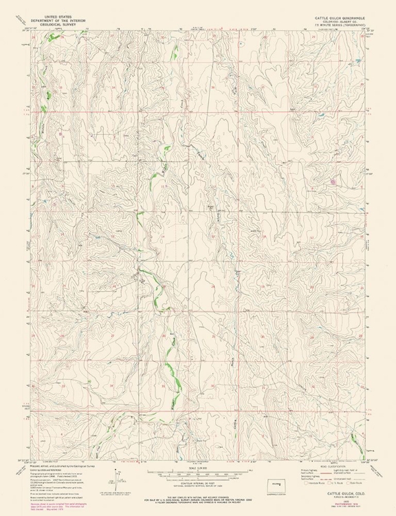 Picture of CATTLE GULCH COLORADO QUAD - USGS 1978