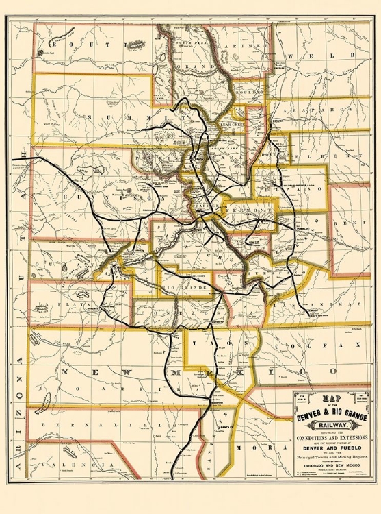 Picture of DENVER AND RIO GRANDE RAILWAY - RAND MCNALLY 1872