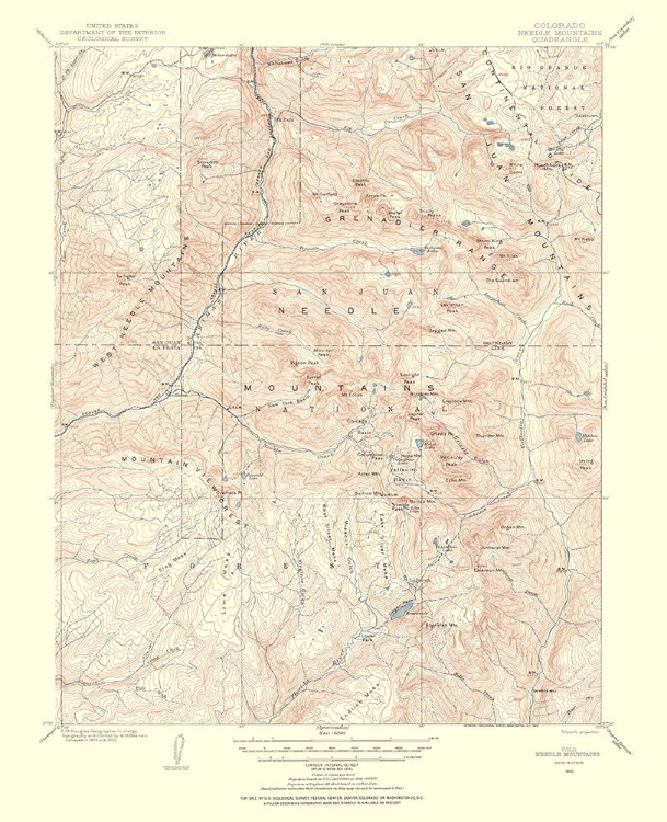 Picture of NEEDLE MOUNTAINS COLORADO QUAD - USGS 1955