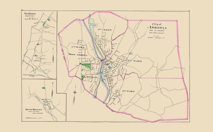 Picture of ANSONIA CONNECTICUT - HURD 1893