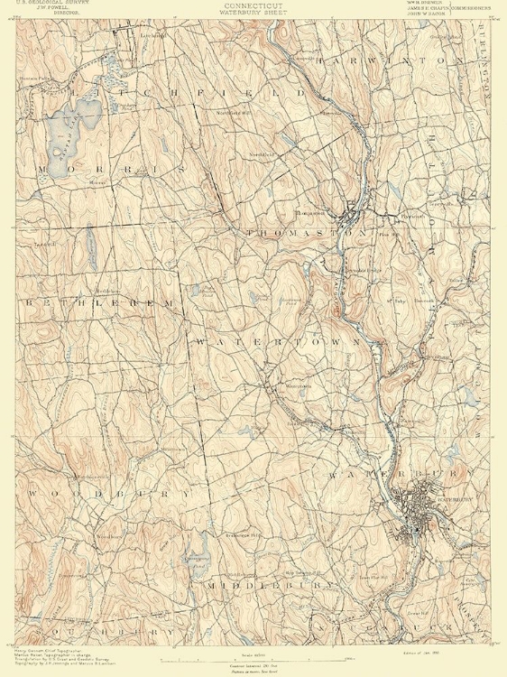 Picture of WATERBURY CONNECTICUT SHEET - USGS 1892