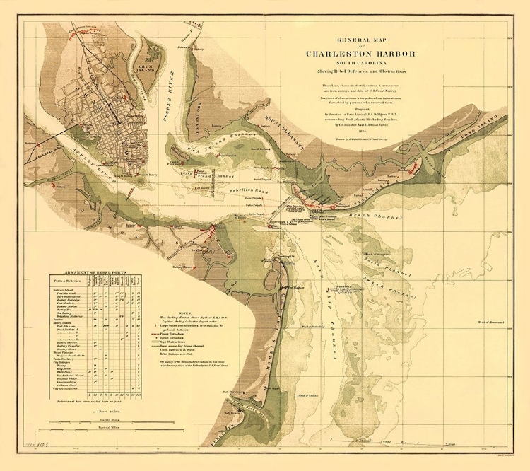 Picture of CHARLESTON HARBOR SOUTH CAROLINA - KREBS 1865