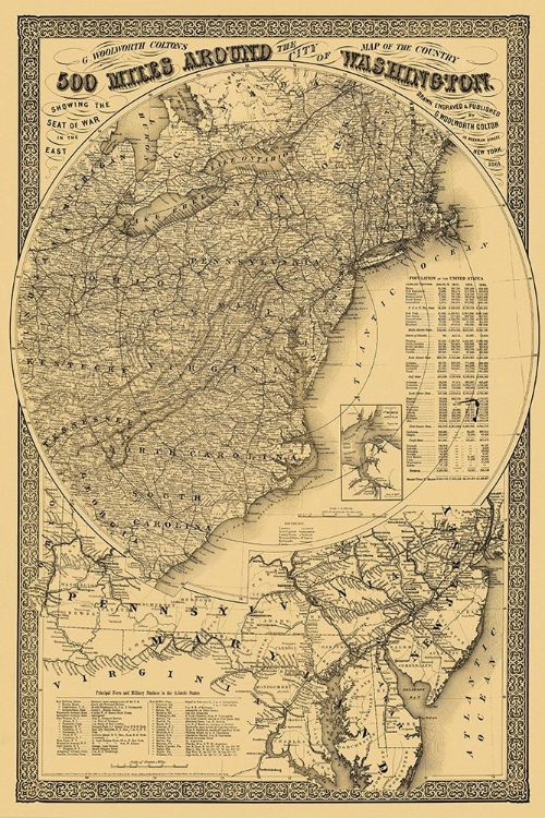 Picture of WASHINGTON DC 500 MILES AROUND - COLTON 1861