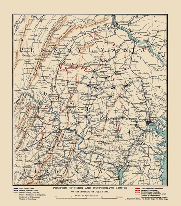 Picture of UNION CONFEDERATE ARMY POSITIONS - 1863