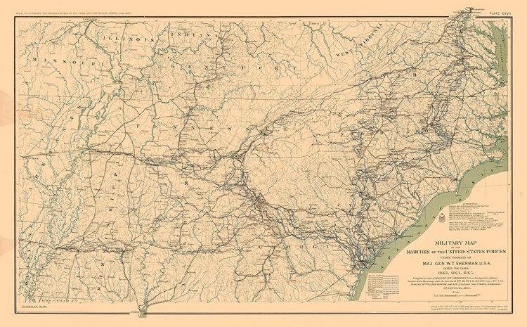 Picture of GENERAL SHERMAN MARCHES 1863 TO 1865 - BIEN 1894