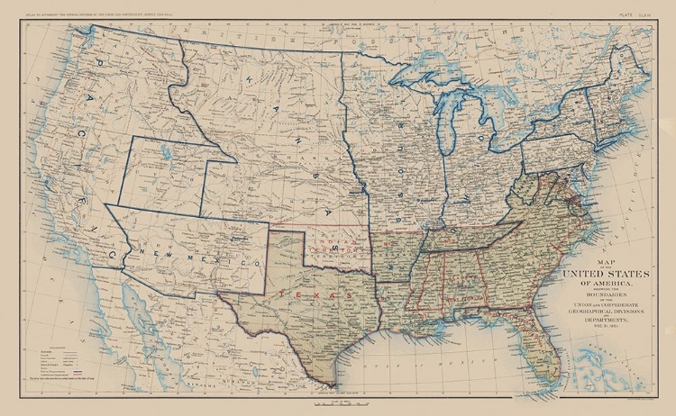 Picture of UNITED STATES UNION CONFEDERATE LINES 1861