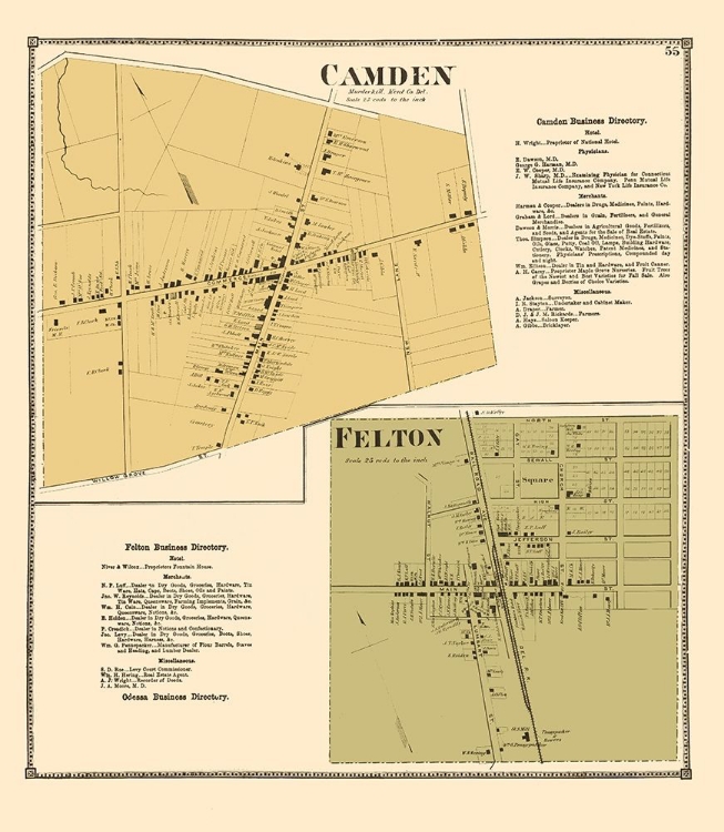 Picture of CAMDEN, FELTON DELAWARE LANDOWNER - BEERS 1868