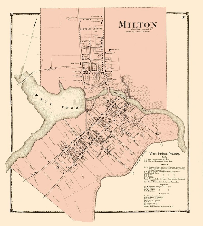 Picture of MILTON DELAWARE LANDOWNER - BEERS 1868